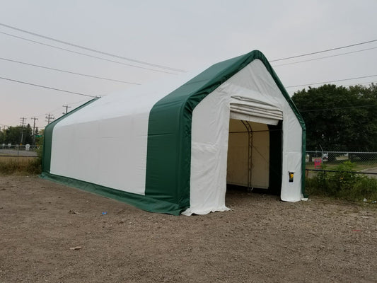 20ft double truss PVC fabric shelter with roll-up door