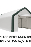 Interior view of reinforced PVC shelter with truss frame