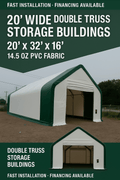 Heavy-duty green canopy storage building with metal frame

