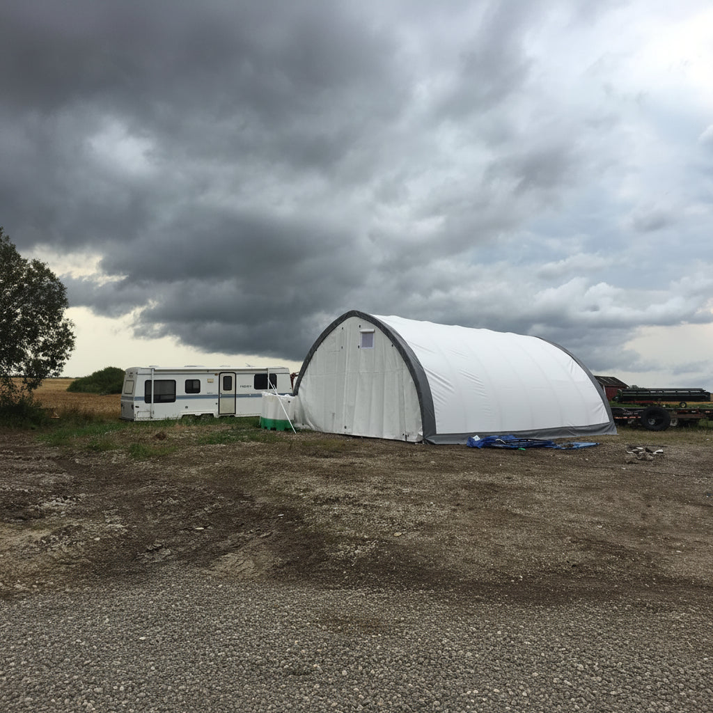 industrial storage tents 20' Fabric Truss Shelter – Heavy-Duty PVC/PE Industrial Storage Tent – Uncle Wiener's Wholesale