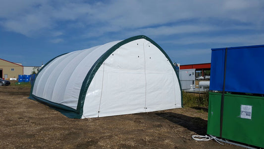 20′ WIDE SINGLE TRUSS STORAGE BUILDINGS - with Standard 20X42X12 10.5 OZ PE | Sold by Uncle Wiener's Wholesale