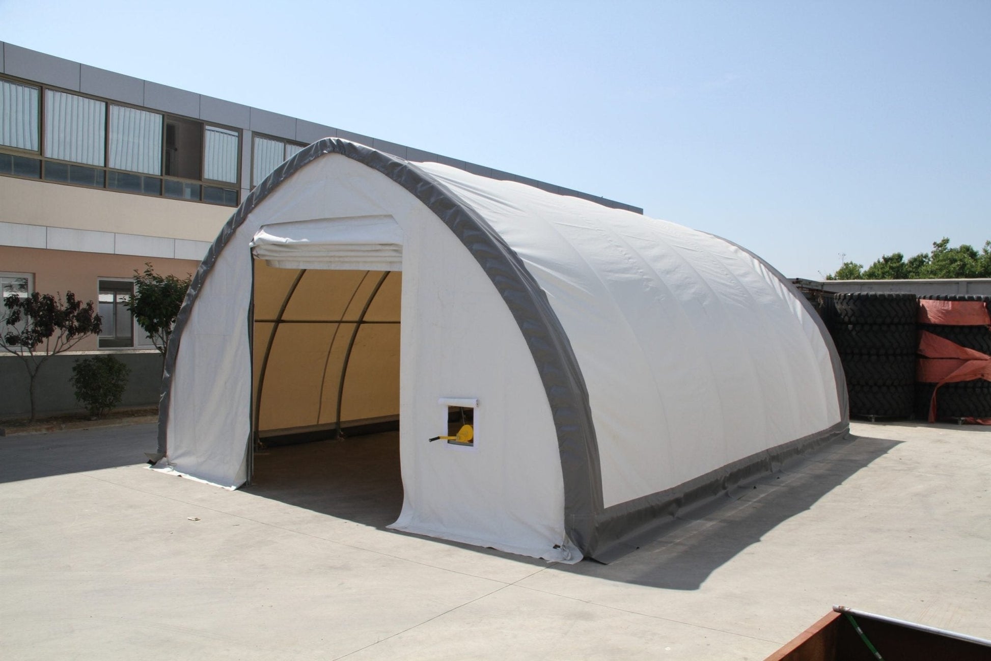 20′ WIDE SINGLE TRUSS STORAGE BUILDINGS - with Premium 20X40X12 14.5 OZ PVC | Sold by Uncle Wiener's Wholesale