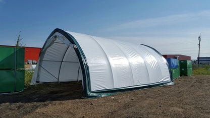 20′ WIDE SINGLE TRUSS STORAGE BUILDINGS - with Standard 20X20X12 10.5 OZ PE | Sold by Uncle Wiener's Wholesale