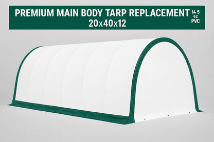 20′ Wide Single Truss Storage Buildings – Portable Industrial Shelter with PE or PVC Covers - Single Truss Storage Shelter with Premium Main Body Tarp Replacement 20X40X12 | Sold by Uncle Wiener's Wholesale