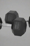 Rubber hex dumbbells set with chrome handle 5kg to 25kg
Hexagonal dumbbells for strength training home and gym
Anti-roll rubber dumbbell set black chrome grip
Home gym hex dumbbells lineup 5kg 10kg 15kg 20kg 25kg
Close-up ergonomic chrome handle on hex dumbbell