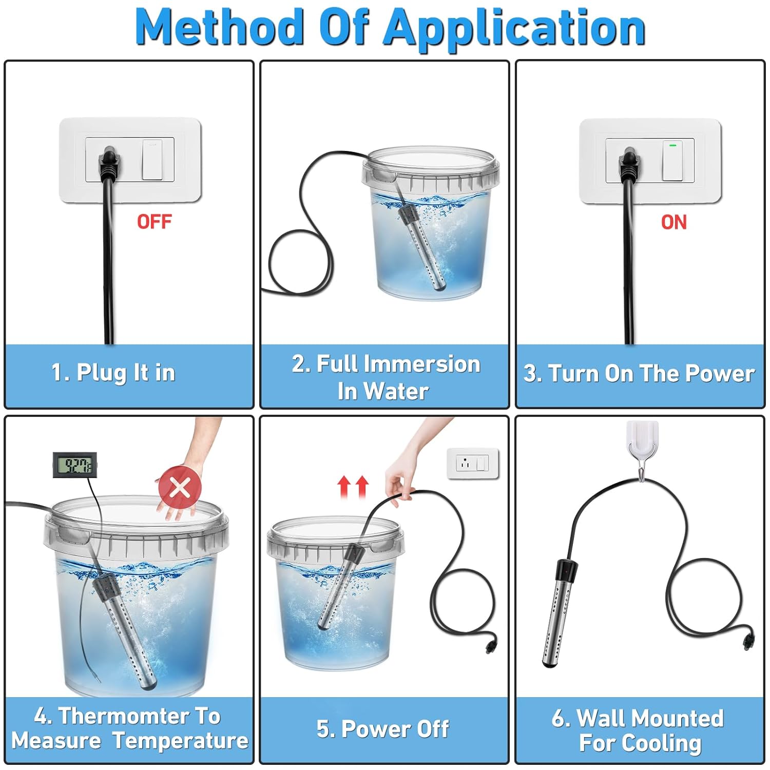 2000W Immersion Water Heater Electric with LCD Thermometer and 304 Stainless Steel Guard for Portable Hot Water Use WH26102 - with | Sold by Uncle Wiener's Wholesale