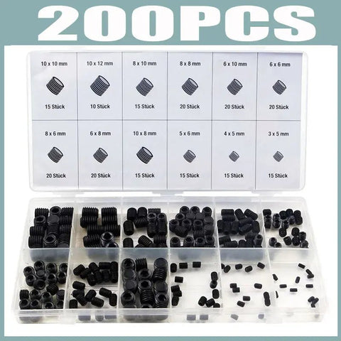 200pcs Flat Point Set Allen Head Socket Hex Screw Kit FS010259 - with | Sold by Uncle Wiener's Wholesale