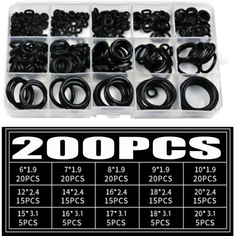 200pcs Rubber O - Ring Seal Gasket Nitrile Assortment Set FS080121 - with | Sold by Uncle Wiener's Wholesale