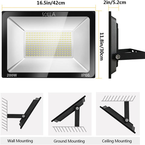 200W LED Flood Light – Outdoor Bright White IP66 Waterproof Energy Saving B6200W - with | Sold by Uncle Wiener's Wholesale