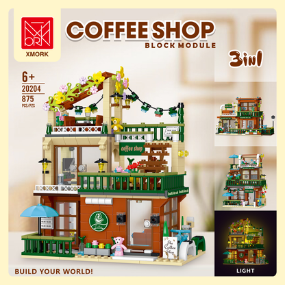 Block Building Set Forest Cabin City Cafe Hotel Modular Building Kits 1004