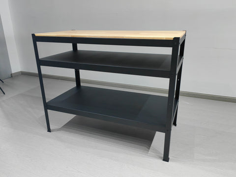 3-Tier Solid Hardwood Workbench – Heavy-Duty Utility Table with Butcher Block Top – Garage or Kitchen Use – WB4321