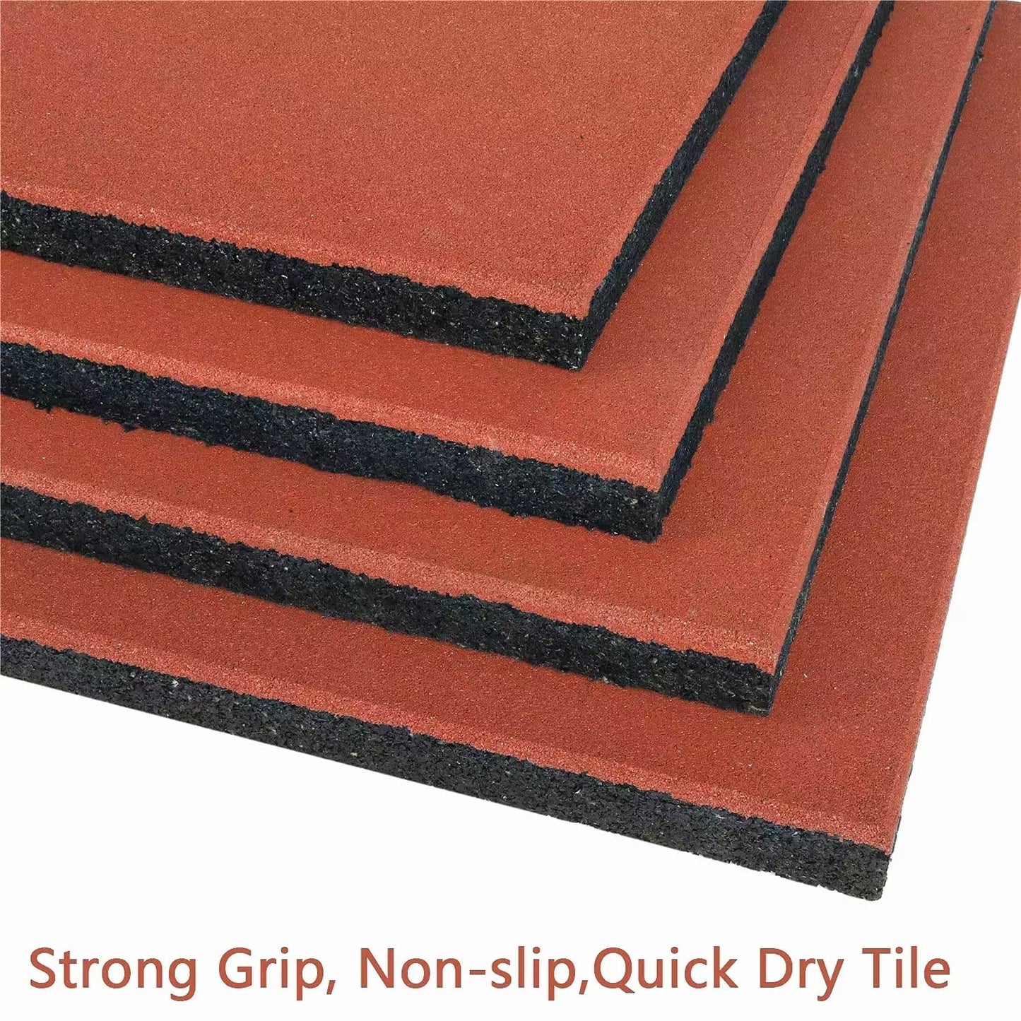 Interlocking red rubber patio tile close-up

20x20 rubber tile stacked set – top view

Playground flooring tile – angled corner

Red rubber tiles for outdoor use

Rubber tile texture – slip-resistant surface