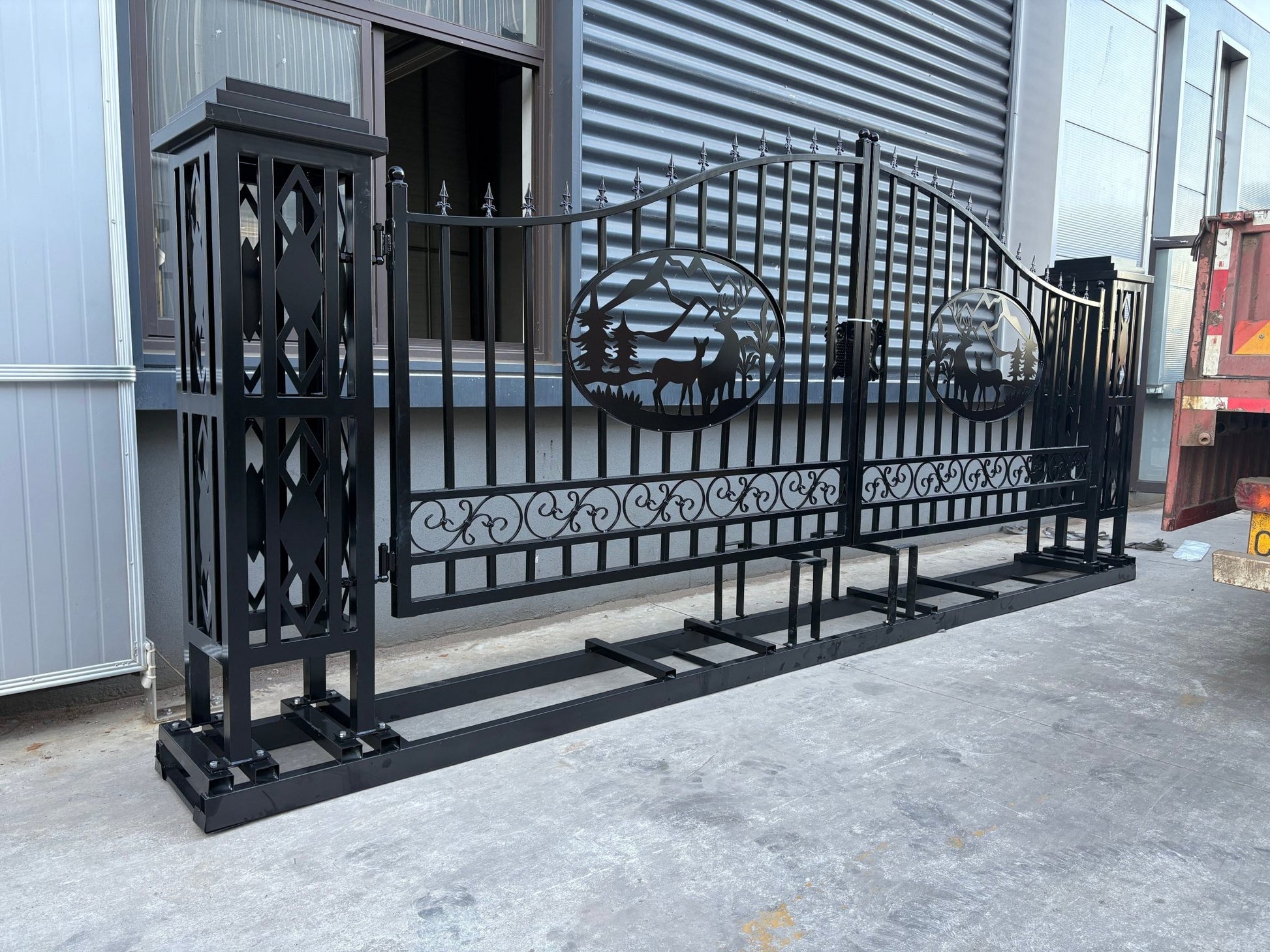 20FT Metal Farm Gate Kit Driveway Entry Design Dual - Swing Gate Kit – Deer Artwork SU24DR - with | Sold by Uncle Wiener's Wholesale