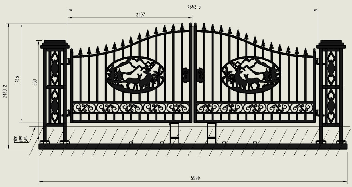 20FT Metal Farm Gate Kit Driveway Entry Design Dual - Swing Gate Kit – Deer Artwork SU24DR - with | Sold by Uncle Wiener's Wholesale