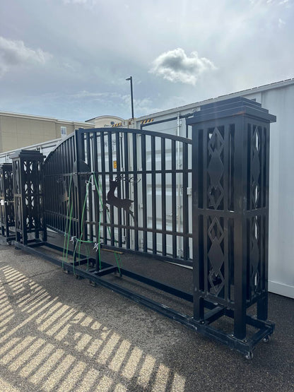 20FT Metal Farm Gate Kit Driveway Entry Design Dual-Swing Gate Kit – Deer Artwork SU26SQ - with | Sold by Uncle Wiener's Wholesale