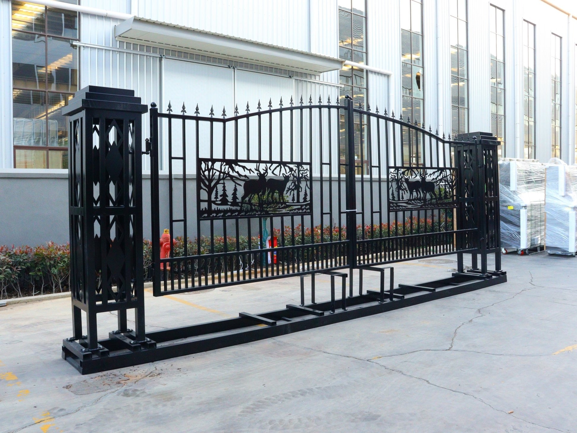 20FT Metal Farm Gate Kit Driveway Entry Design Dual - Swing Gate Kit – Square Deer Artwork SU24SQ - with | Sold by Uncle Wiener's Wholesale