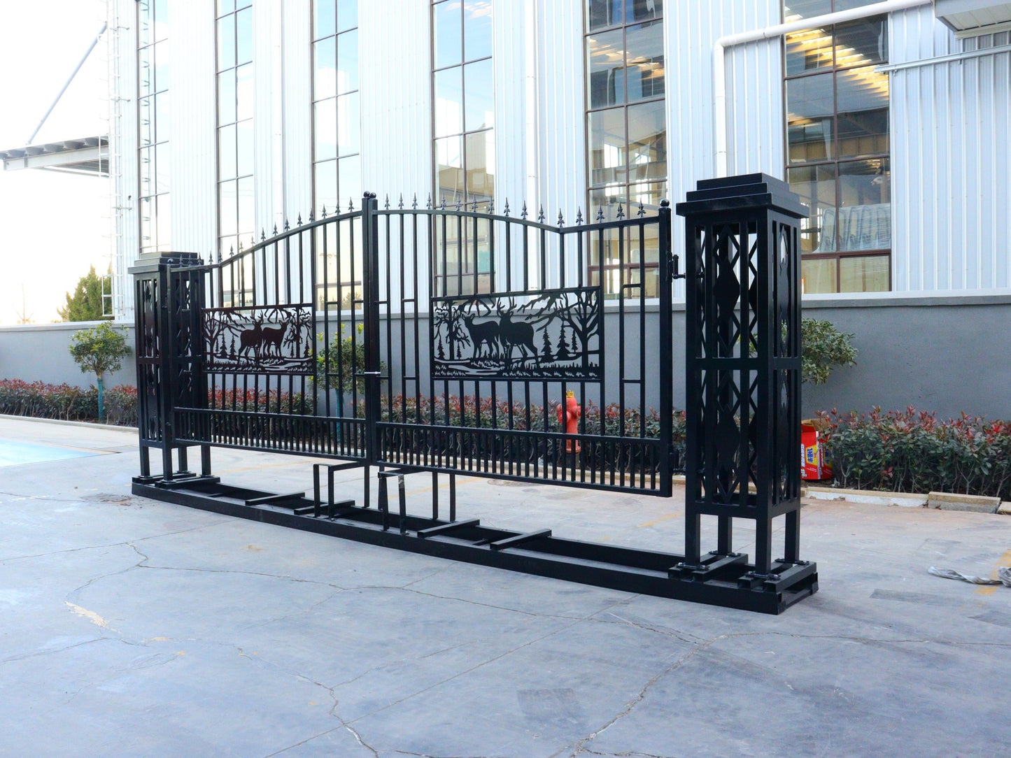 20FT Metal Farm Gate Kit Driveway Entry Design Dual - Swing Gate Kit – Square Deer Artwork SU24SQ - with | Sold by Uncle Wiener's Wholesale