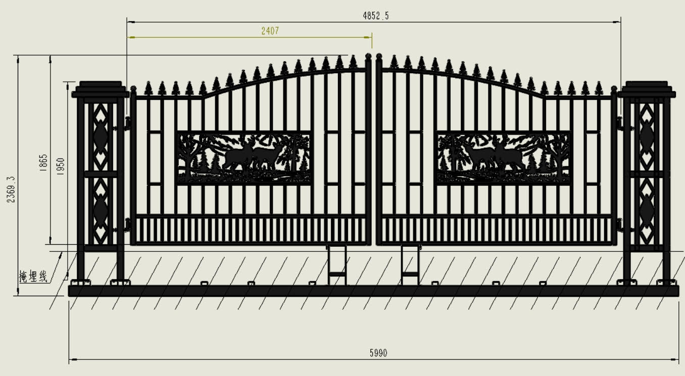 20FT Metal Farm Gate Kit Driveway Entry Design Dual - Swing Gate Kit – Square Deer Artwork SU24SQ - with | Sold by Uncle Wiener's Wholesale