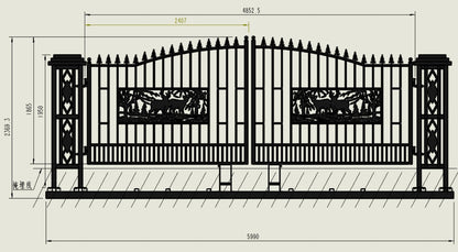 20FT Metal Farm Gate Kit Driveway Entry Design Dual - Swing Gate Kit – Square Deer Artwork SU24SQ - with | Sold by Uncle Wiener's Wholesale