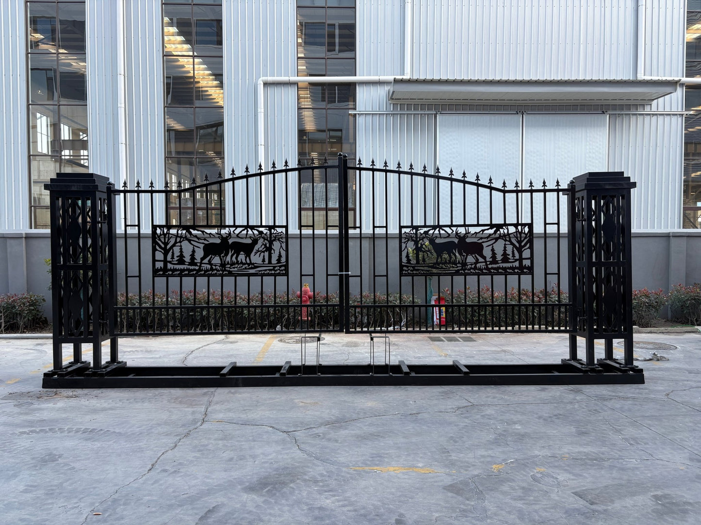 20FT Metal Farm Gate Kit Driveway Entry Design Dual - Swing Gate Kit – Square Deer Artwork SU24SQ - with | Sold by Uncle Wiener's Wholesale