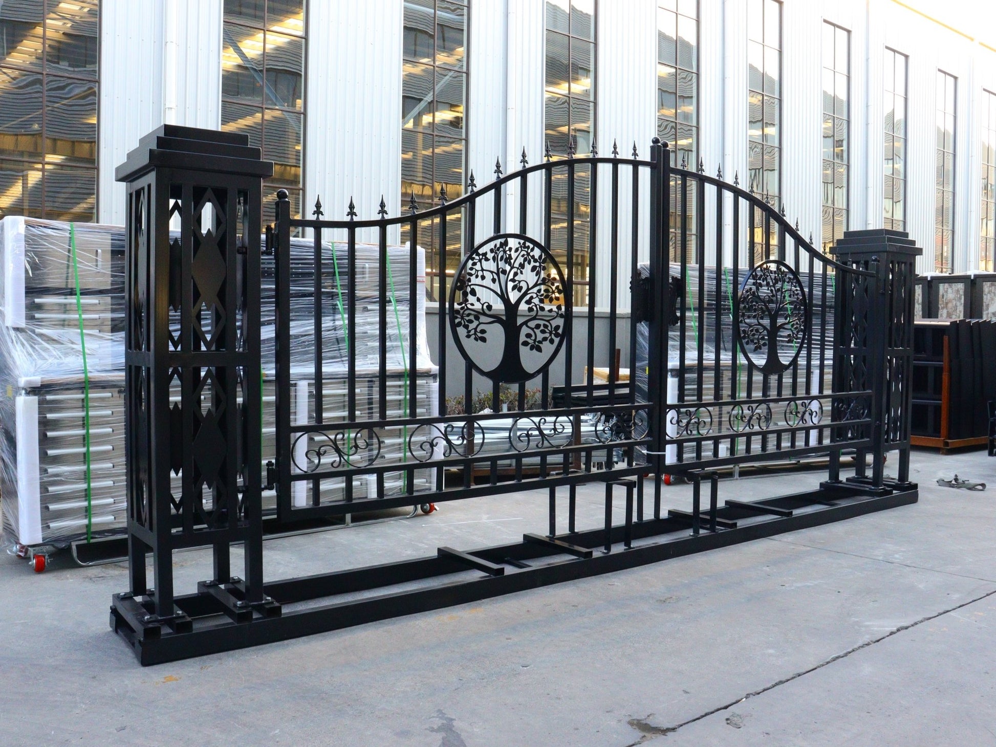 20FT Metal Farm Gate Kit Driveway Entry Design Dual - Swing Gate Kit – Tree of Life Artwork SU24TL - with | Sold by Uncle Wiener's Wholesale