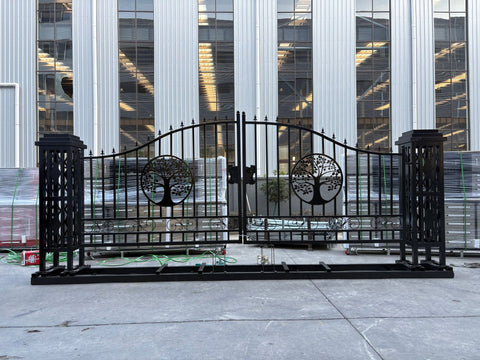 20FT Metal Farm Gate Kit Driveway Entry Design Dual - Swing Gate Kit – Tree of Life Artwork SU24TL - with | Sold by Uncle Wiener's Wholesale