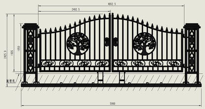 20FT Metal Farm Gate Kit Driveway Entry Design Dual - Swing Gate Kit – Tree of Life Artwork SU24TL - with | Sold by Uncle Wiener's Wholesale