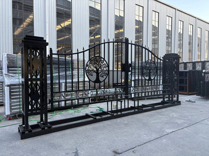 20FT Metal Farm Gate Kit Driveway Entry Design Dual - Swing Gate Kit – Tree of Life Artwork SU24TL - with | Sold by Uncle Wiener's Wholesale
