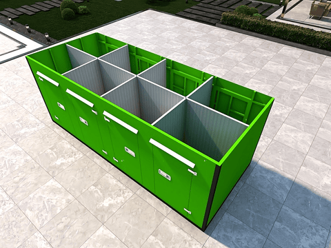 20FT Mobile Warehouses – Heavy - Duty Steel Storage Units - with Eight Doors – With Partitions | Sold by Uncle Wiener's Wholesale