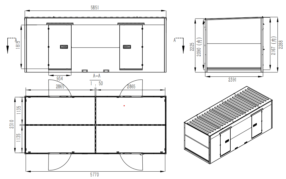 20FT Mobile Warehouses – Heavy - Duty Steel Storage Units - with Double - Sided – Four Doors (Partitioned) | Sold by Uncle Wiener's Wholesale