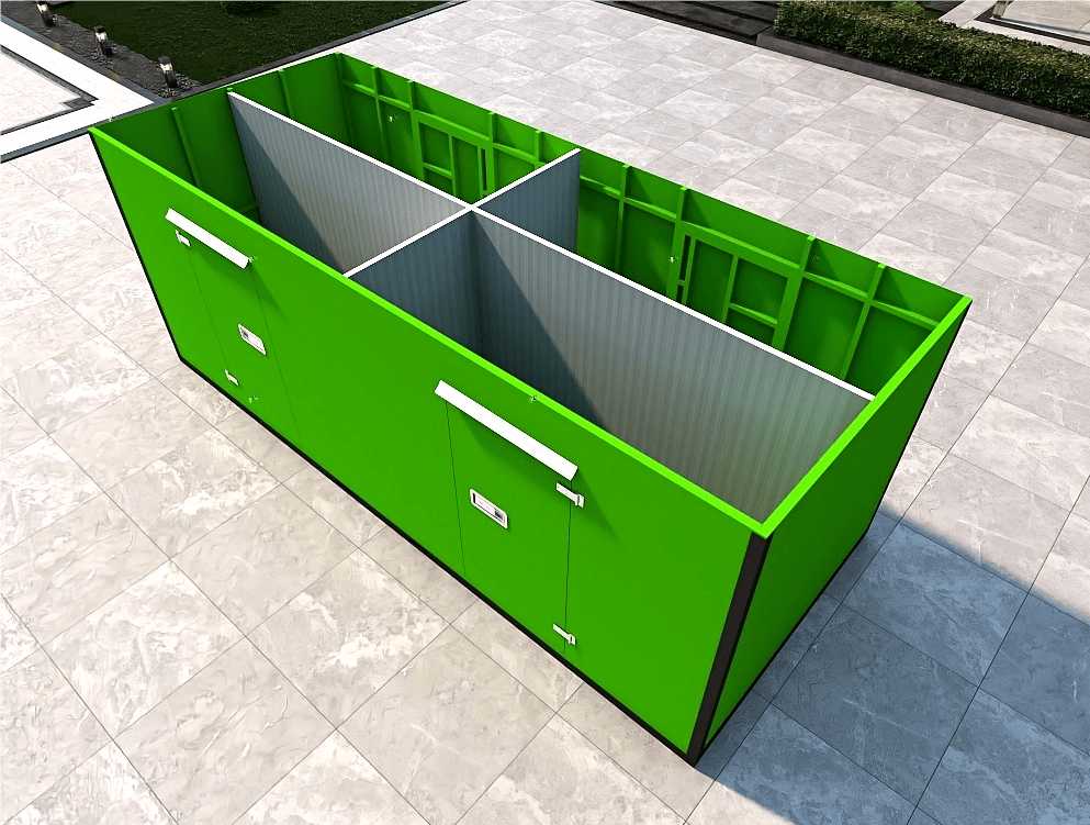 20FT Mobile Warehouses – Heavy - Duty Steel Storage Units - with Double - Sided – Four Doors (Partitioned) | Sold by Uncle Wiener's Wholesale