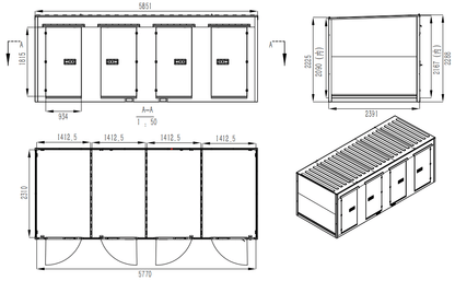 20FT Mobile Warehouses – Heavy - Duty Steel Storage Units - with Double - Sided – Four Doors (Partitioned) | Sold by Uncle Wiener's Wholesale
