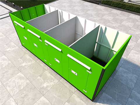 20FT Mobile Warehouses – Heavy - Duty Steel Storage Units - with Double - Sided – Four Doors (Partitioned) | Sold by Uncle Wiener's Wholesale