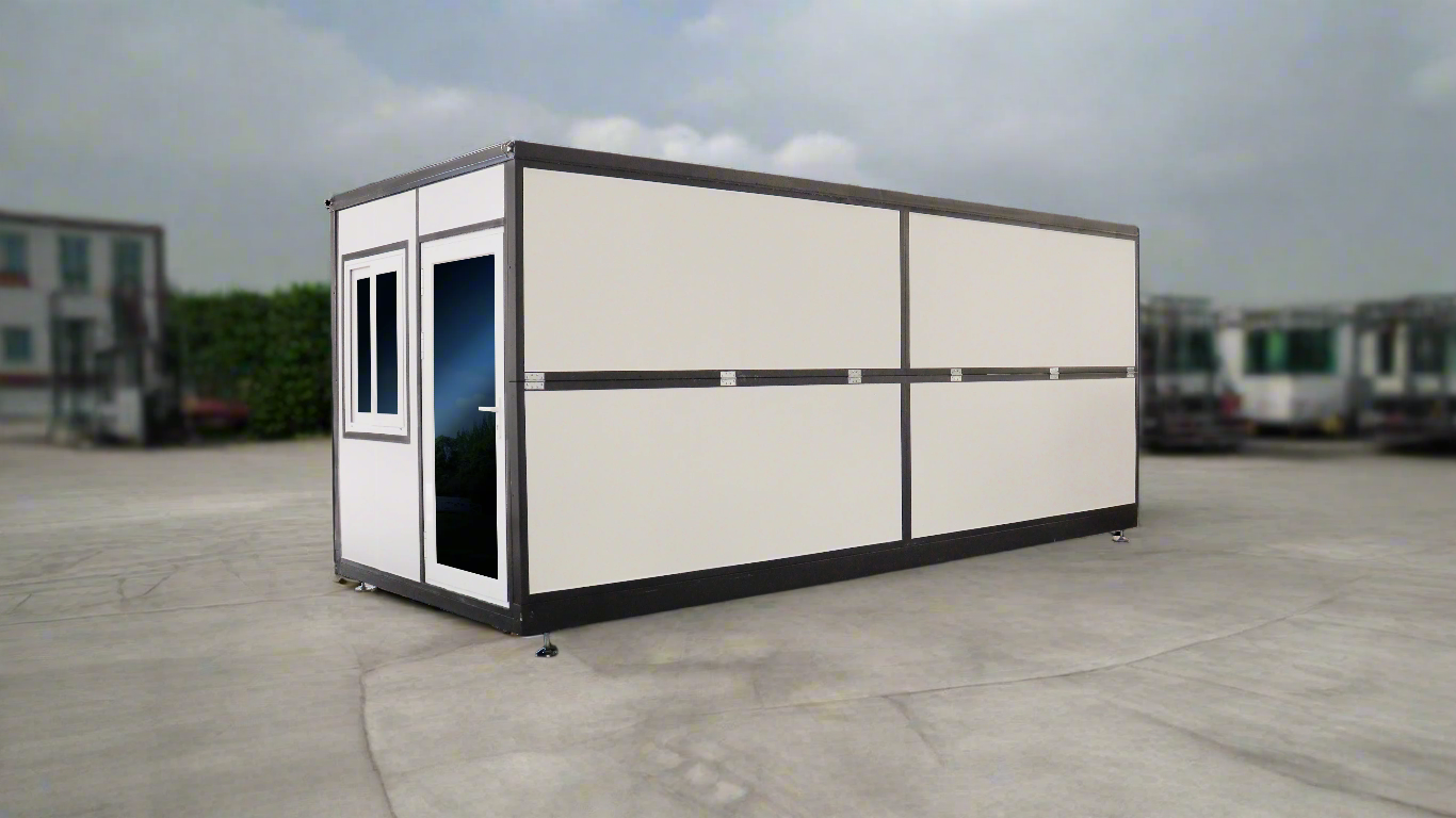 20ft Folding Container House Exterior – Black Matte Finish
Interior Layout of Insulated Mobile Office Container
Pre-Wired Electrical and Vinyl Flooring in Prefab Cabin
Foldable Container House Setup – Steel Frame with EPS Panels