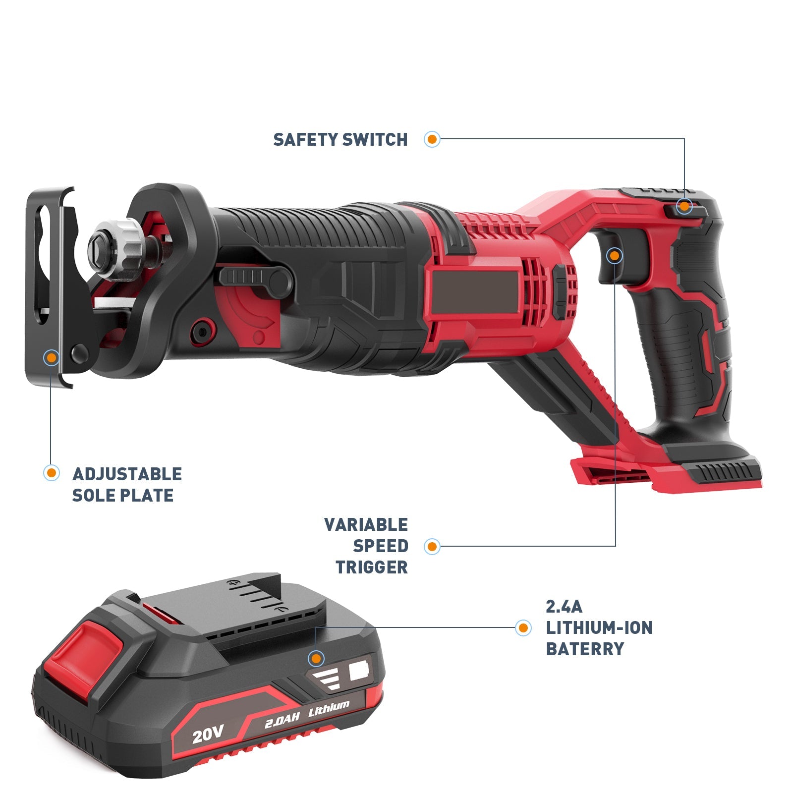 20V Cordless Reciprocating Saw with Battery and Charger RS20V01 - with | Sold by Uncle Wiener's Wholesale