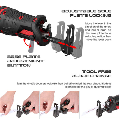 20V Cordless Reciprocating Saw with Battery and Charger RS20V01 - with | Sold by Uncle Wiener's Wholesale
