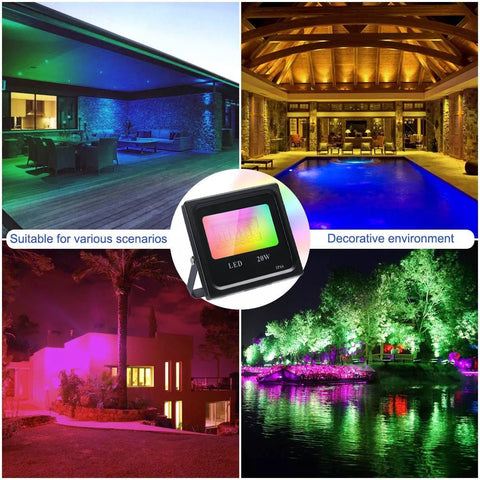20W Bluetooth RGB LED Flood Light – APP Control, IP66 Waterproof 820WFL - with | Sold by Uncle Wiener's Wholesale