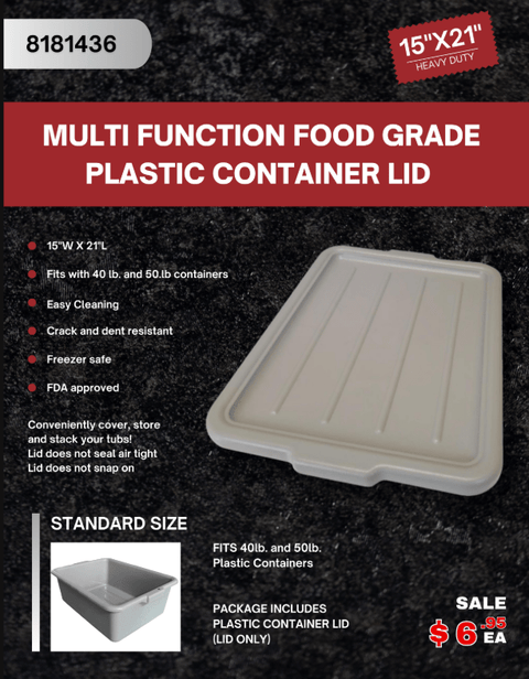 21" x 15.5" Food Grade Plastic Storage Bins & Lids – Heavy - Duty Multi - Function Containers for Commercial & Kitchen Use - with Lid – Fits 21" x 15.5" Bins | Sold by Uncle Wiener's Wholesale