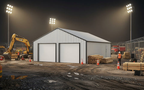 21x19, 23x22 & 25x33 Metal Storage Buildings – All - Steel Garages with Electric Roll - Up Doors, 16 - Gauge Frames & Weatherproof Design - with 21x19 Metal Storage Building & Automatic Roll up Doors | Sold by Uncle Wiener's Wholesale