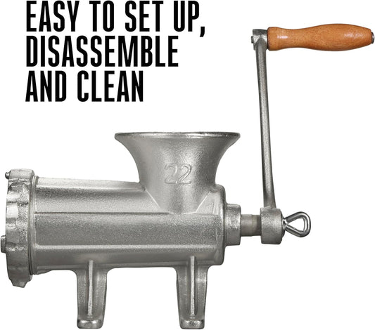 22 Cast Iron Hand Meat Grinder Manual Table Mount Heavy - Duty Sausage Grinder S1349 - with | Sold by Uncle Wiener's Wholesale