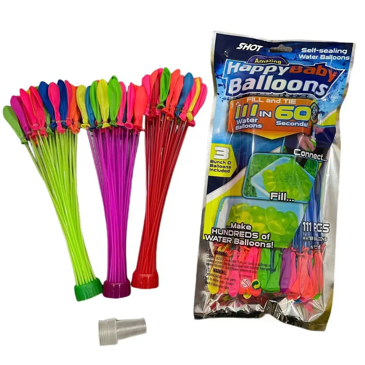 23cm Water Bomb Toy Set – 111 PCS Rapid Fill Balloon Outdoor Play Kit EPT379172 - with | Sold by Uncle Wiener's Wholesale