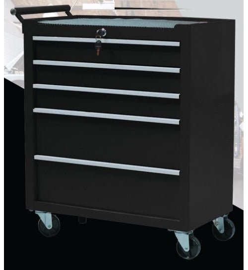 24" 5-Drawer Rolling Tool Cart with Locking Casters, Side Push Handle &amp; Powder-Coated Steel Cabinet for Garage, Shop &amp; Mechanics - with 24" 5-Drawer Rolling Tool Cart Black | Sold by Uncle Wiener's Wholesale