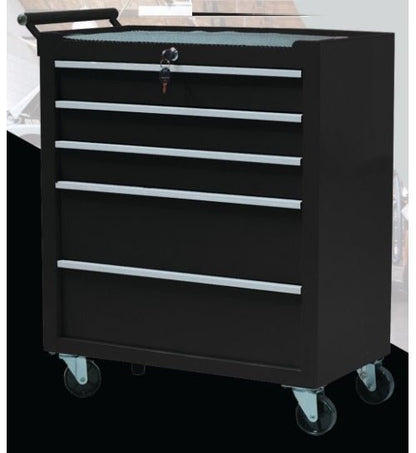 24" 5-Drawer Rolling Tool Cart with Locking Casters, Side Push Handle &amp; Powder-Coated Steel Cabinet for Garage, Shop &amp; Mechanics - with 24" 5-Drawer Rolling Tool Cart Black | Sold by Uncle Wiener's Wholesale