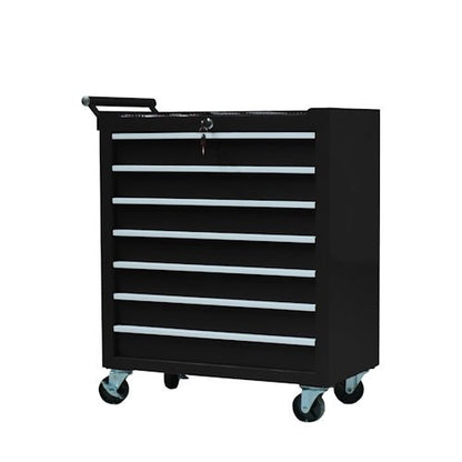 24" 7-Drawer Rolling Tool Cart with Locking Casters, Side Push Handle & Powder-Coated Steel Cabinet for Garage, Shop &amp; Mechanics - with Black | Sold by Uncle Wiener's Wholesale