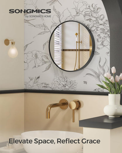 24 Inch Round Wall Mirror with Metal Frame, Bathroom Vanity Mirror, Decorative Circle Mirror for Entryway, Bedroom and Living Room Ink Black LWM102B01 - with | Sold by Uncle Wiener's Wholesale