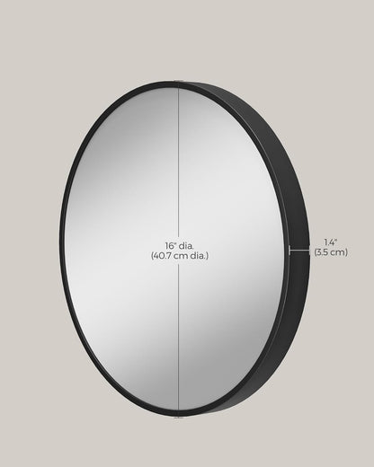 24 Inch Round Wall Mirror with Metal Frame, Bathroom Vanity Mirror, Decorative Circle Mirror for Entryway, Bedroom and Living Room Ink Black LWM102B01 - with | Sold by Uncle Wiener's Wholesale