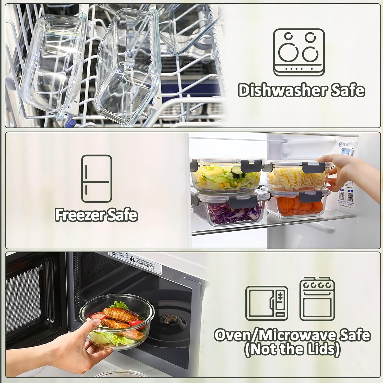 24 - Piece Glass Food Storage Container Set with Locking Lids Meal Prep Microwave Oven Safe S1340 - with | Sold by Uncle Wiener's Wholesale