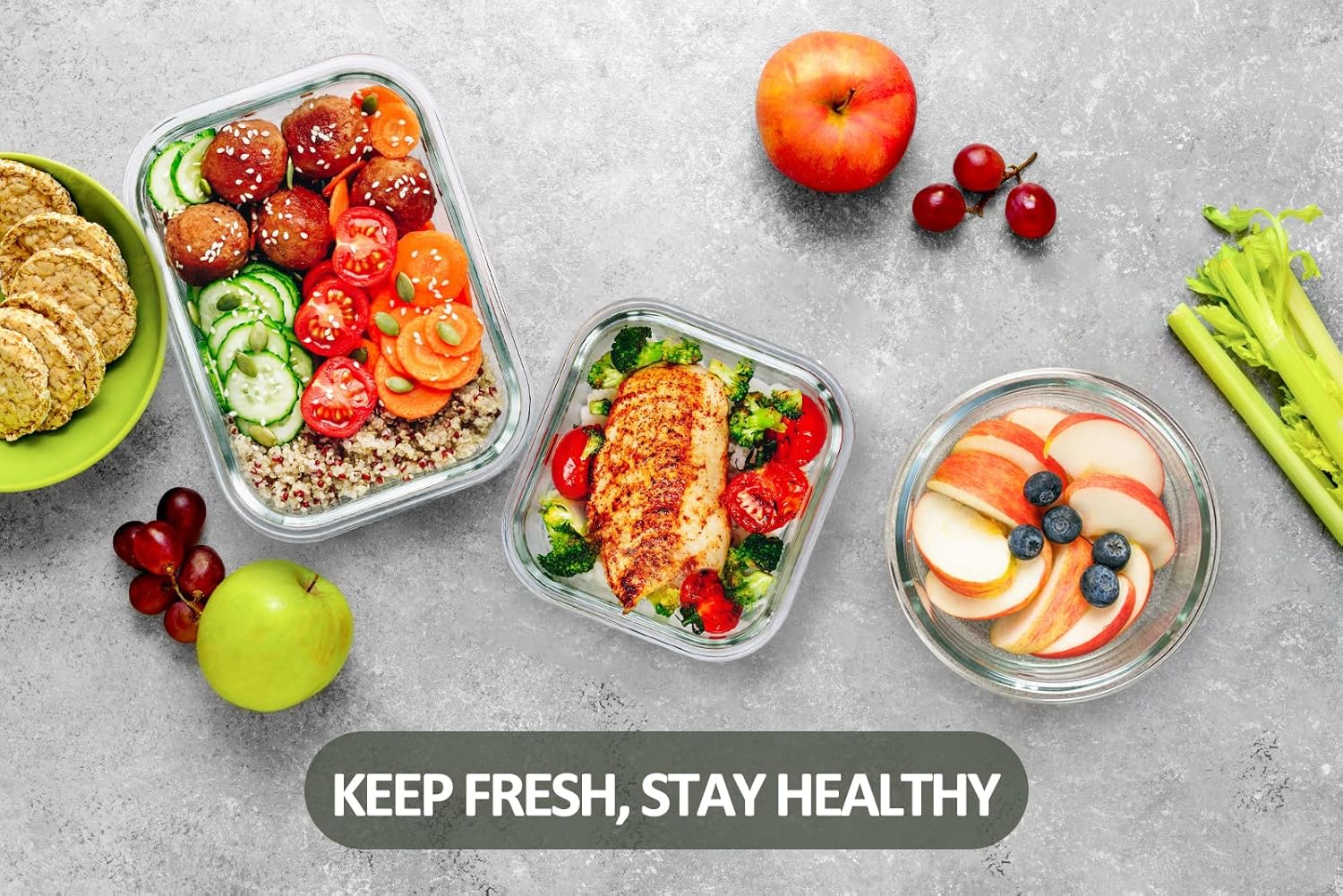 24 - Piece Glass Food Storage Container Set with Locking Lids Meal Prep Microwave Oven Safe S1340 - with | Sold by Uncle Wiener's Wholesale