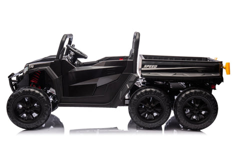 24 V Six - Wheel UTV Ride - On Truck – Leather Seat, EVA Wheels, 550 W Motors, Remote Control - with Black | Sold by Uncle Wiener's Wholesale