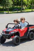 24 V Six - Wheel UTV Ride - On Truck – Leather Seat, EVA Wheels, 550 W Motors, Remote Control - with Red | Sold by Uncle Wiener's Wholesale